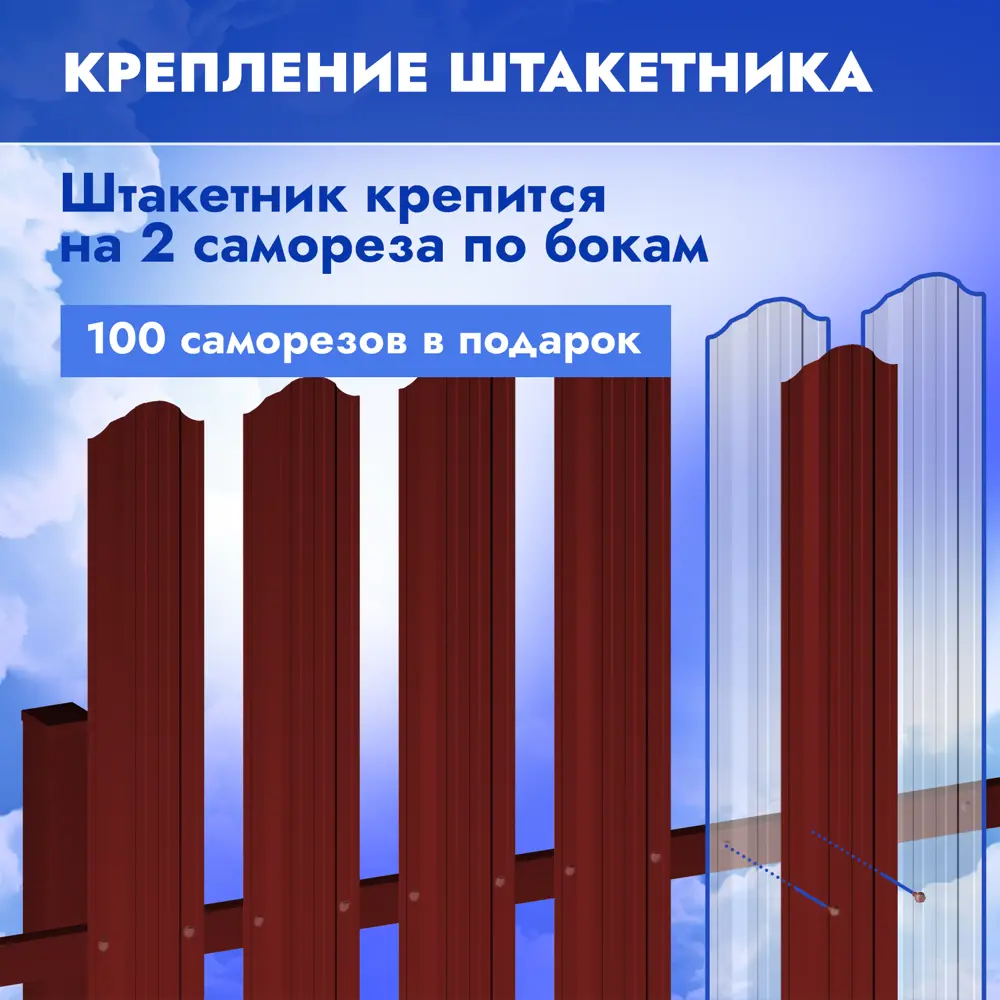 Штакетник металлический П-образный Стронг односторонний 117x1800 мм полимер  RAL 3005 ✳️ купить по цене 263 ₽/шт. в Ставрополе с доставкой в  интернет-магазине Леруа Мерлен