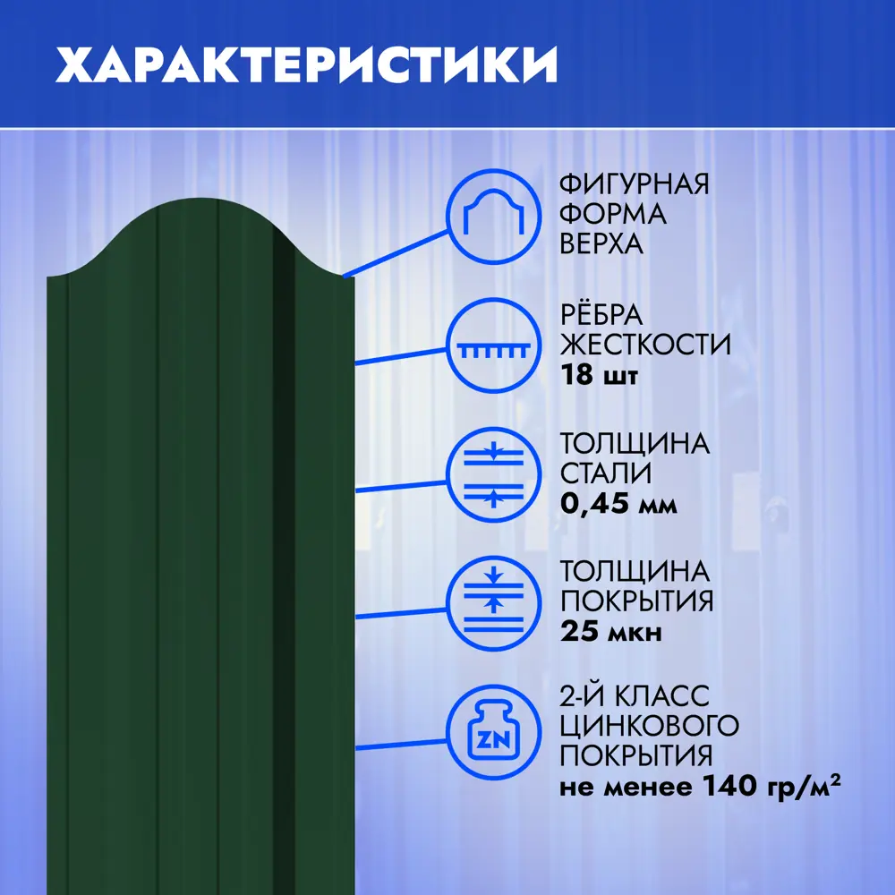 Штакетник металлический П-образный Стронг односторонний 117x1800 мм полимер  RAL 6005 ✳️ купить по цене 263 ₽/шт. в Ставрополе с доставкой в  интернет-магазине Леруа Мерлен