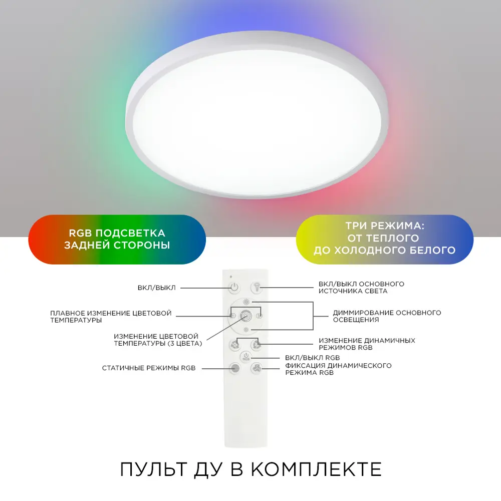 Светильник настенно-потолочный светодиодный Apeyron 18-140 11 м²  регулируемый белый свет цвет белый ✳️ купить по цене 5177 ₽/шт. в  Ставрополе с доставкой в интернет-магазине Леруа Мерлен