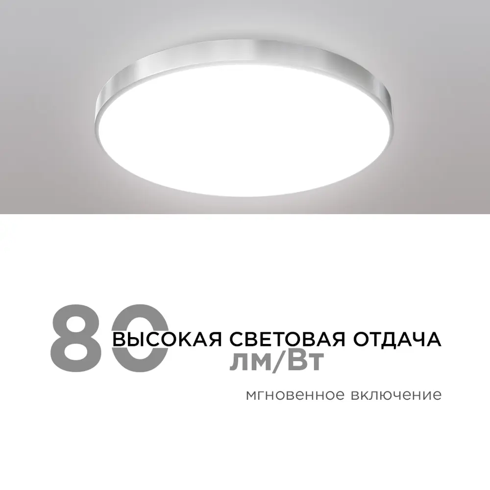 Светильник настенно-потолочный светодиодный Apeyron 18-143 8 м² нейтральный  белый свет цвет серый/серебристый ✳️ купить по цене 996 ₽/шт. в  Санкт-Петербурге с доставкой в интернет-магазине Леруа Мерлен