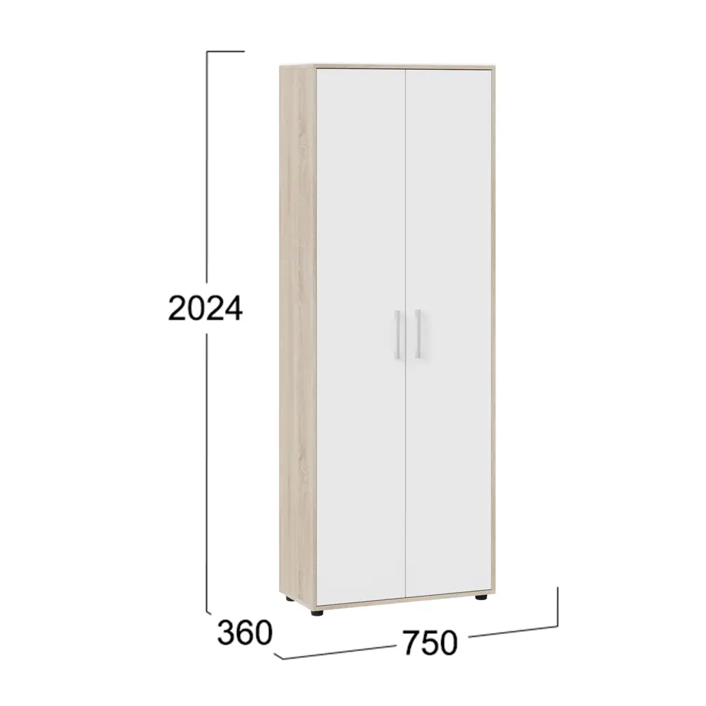 Шкаф распашной Трия 75x204x36 см ЛДСП цвет дуб сонома/белый ясень