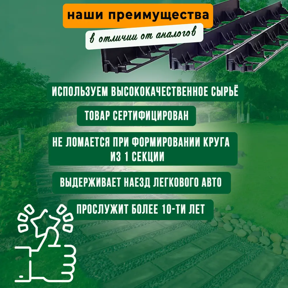 Бордюр садовый ГеоПластБорд 1000x58 мм 8 шт и 32 колышка цвет черный по  цене 2060 ₽/шт. купить в Костроме в интернет-магазине Леруа Мерлен