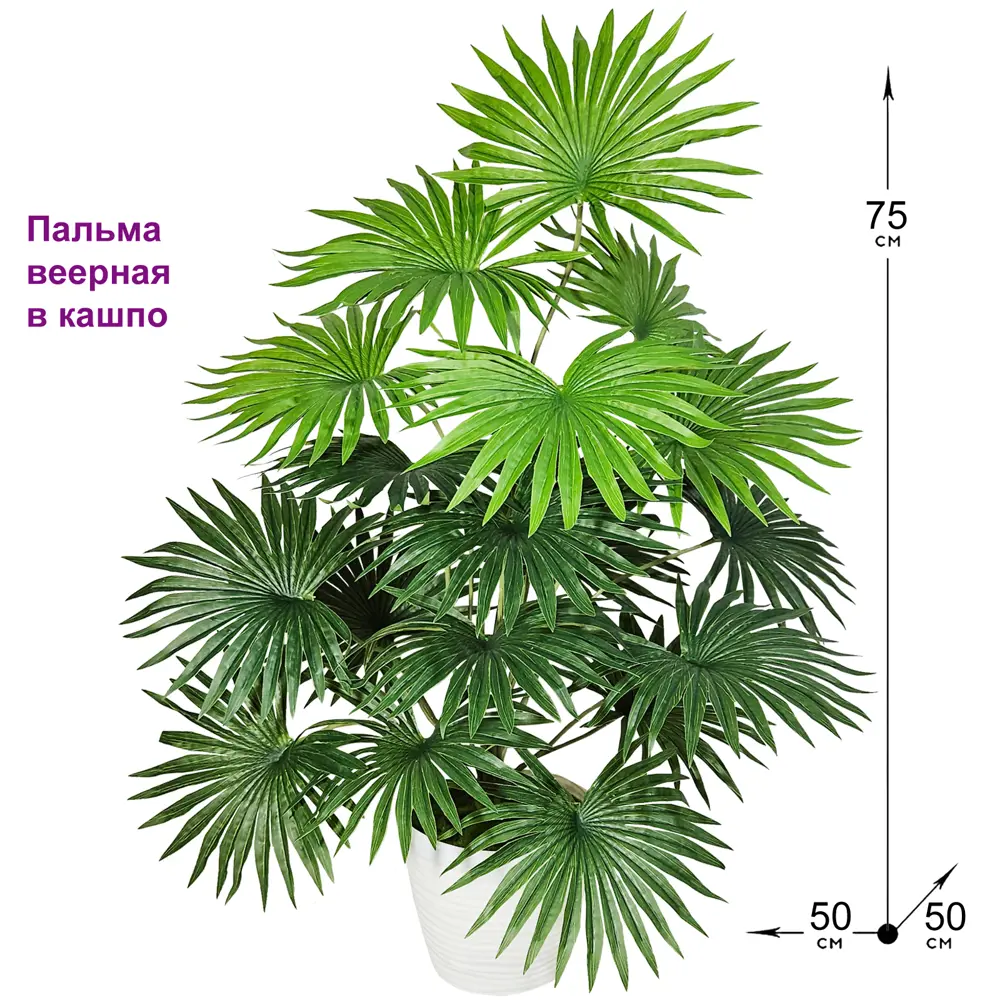 Искусственное растение ФитоПарк Пальма веерная 75 см в кашпо