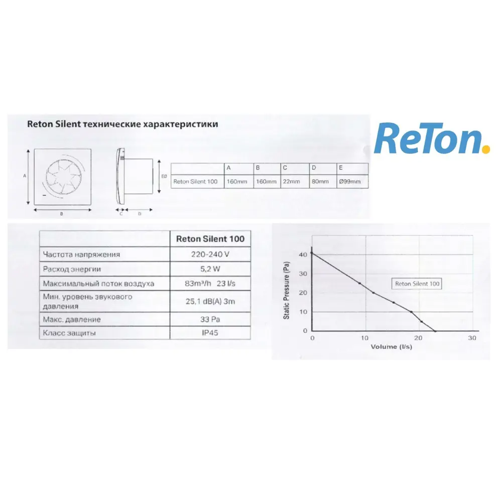 Вентилятор вытяжной Reton Silent 100 B D100 мм 25.1 дБ 83 м³/ч обратный  клапан цвет белый по цене 5980 ₽/шт. купить в Тюмени в интернет-магазине  Леруа Мерлен