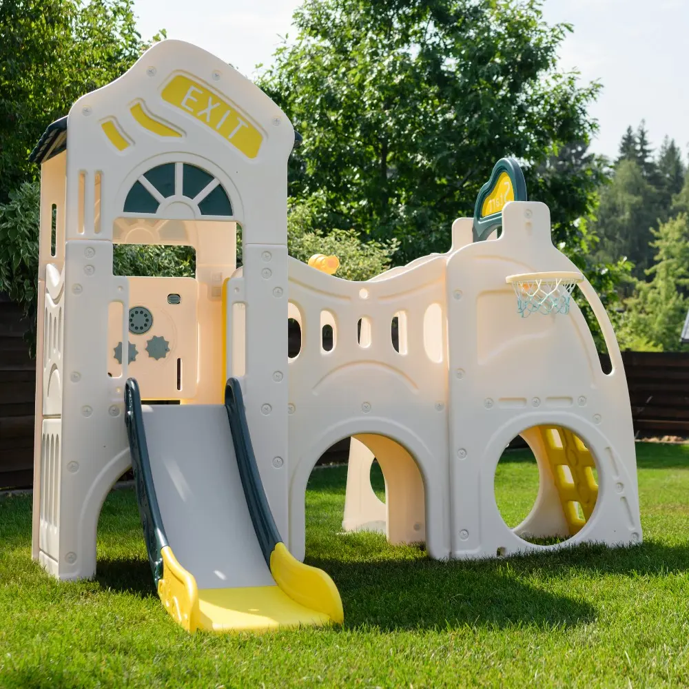 Игровой комплекс Unix Kids Playhouse с горкой 223x216x190 см зелено-желтый