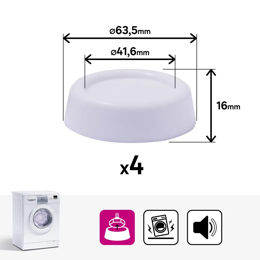 Накладки антивибрационные Standers для стиральной машины 59x79 см 4 шт. ✳️  купить по цене 171 ₽/шт. в Москве с доставкой в интернет-магазине Леруа  Мерлен