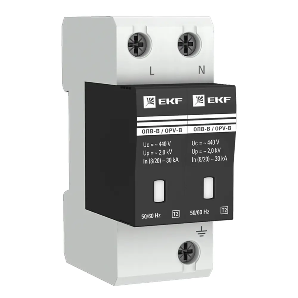 Ограничитель импульсных напряжений Ekf Proxima ОПВ-B/2P In 30 кА 440 В с  сигнализацией ✳️ купить по цене 4296.89 ₽/шт. в Москве с доставкой в  интернет-магазине Лемана ПРО (Леруа Мерлен)