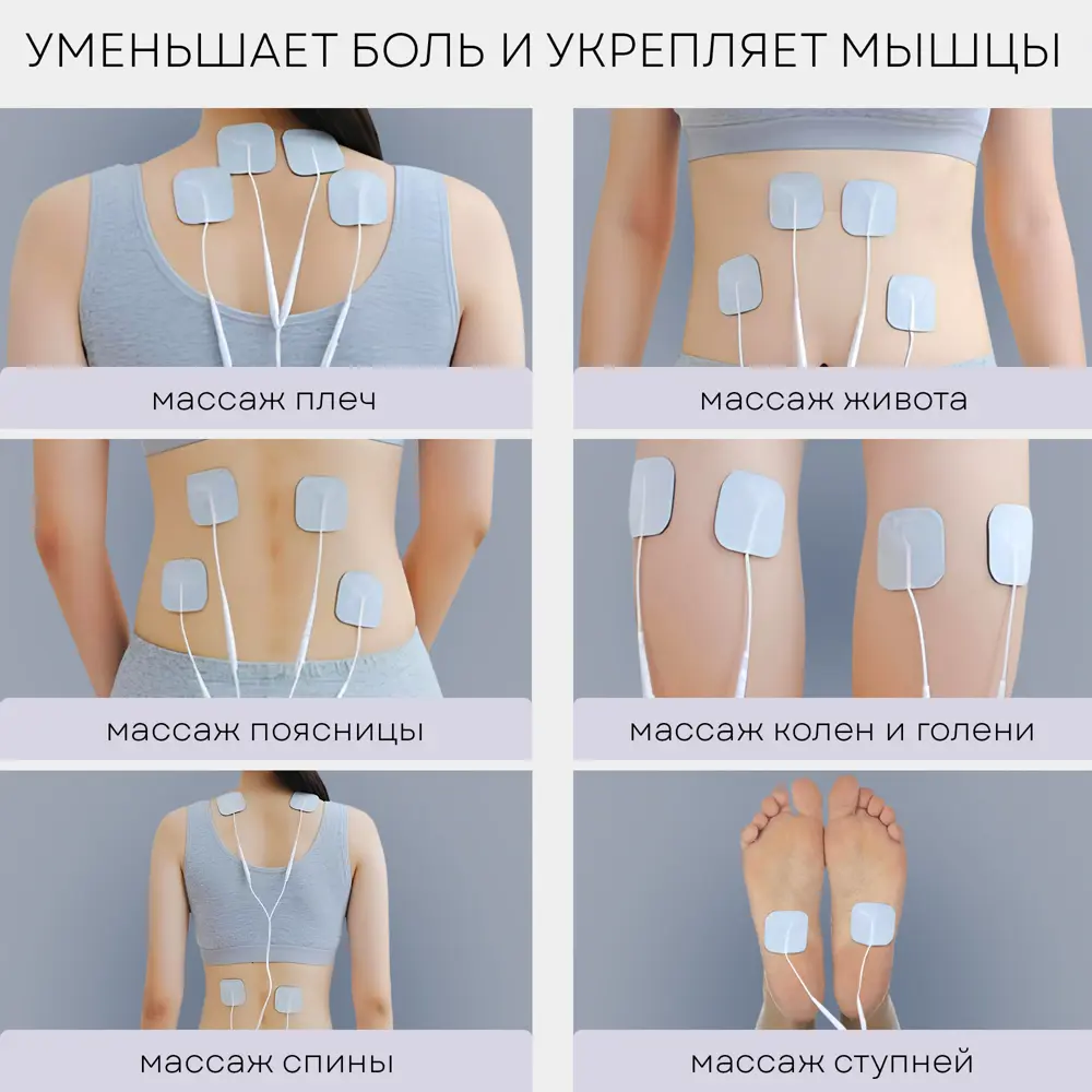 Массажер для тела миостимулятор тренажер мышц EMS+TENS EMS-200 4 канала 8  электродов 10 режимов ✳️ купить по цене 2990 ₽/шт. в Ульяновске с доставкой  в интернет-магазине Леруа Мерлен