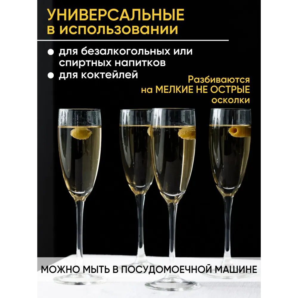 Набор бокалов для шампанского 170 мл 12 шт Etalon Arcoroc стекло цвет  прозрачный по цене 1650 ₽/шт. купить в Ставрополе в интернет-магазине Леруа  Мерлен