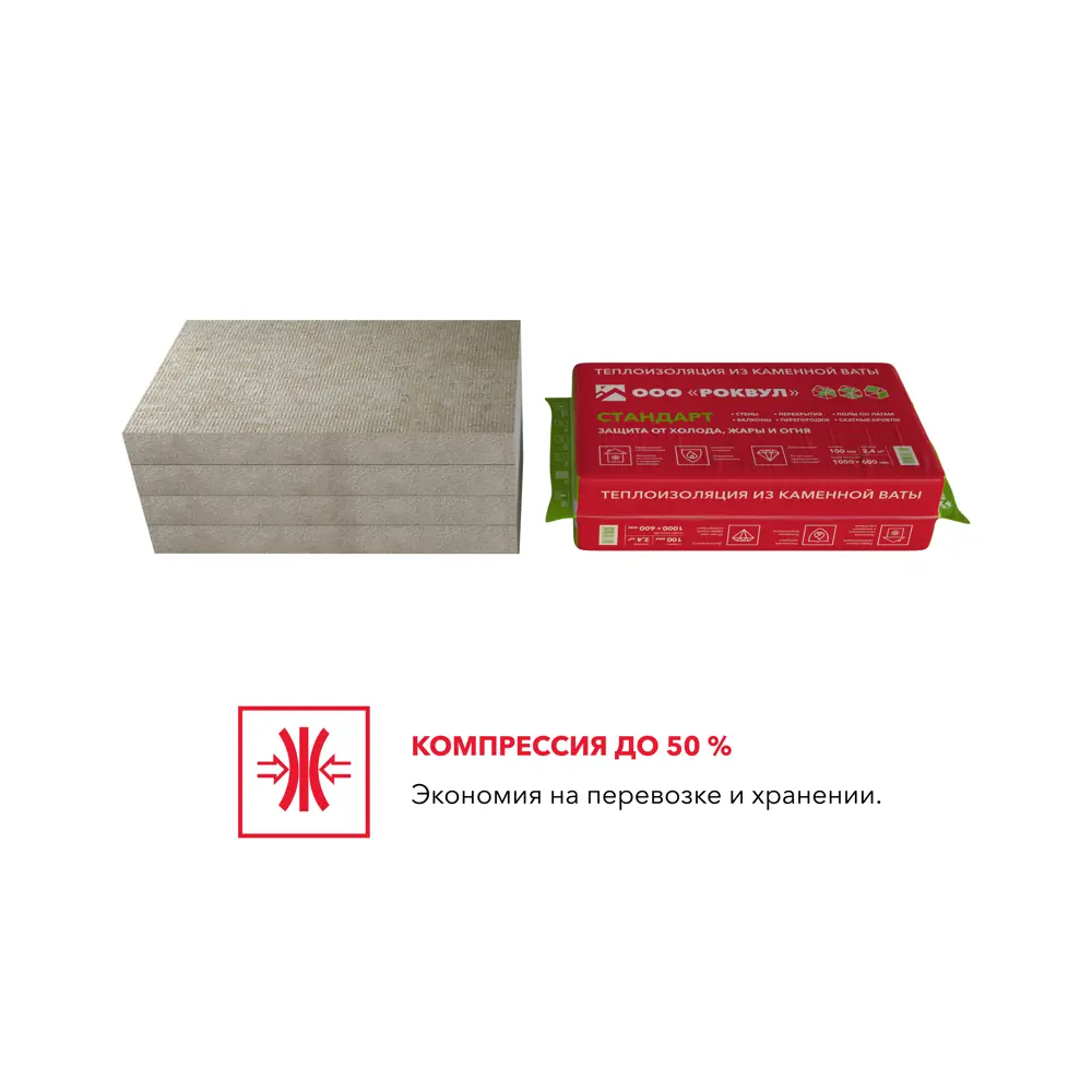 Утеплитель Rockwool Стандарт 100 мм 2.4 м² ✳️ купить по цене 1386 ₽/кор. в  Самаре с доставкой в интернет-магазине Леруа Мерлен