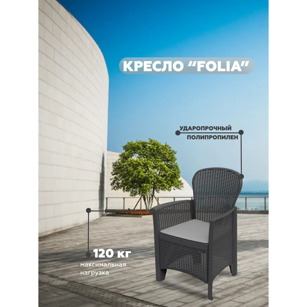 Кресло садовое Progarden 09015 FOLIA 59 см x 85.5 см x 57 см полипропилен черный ✳️ купить по цене 3500 ₽/шт. в Смоленске с доставкой в интернет-магазине Лемана ПРО (Леруа Мерлен)