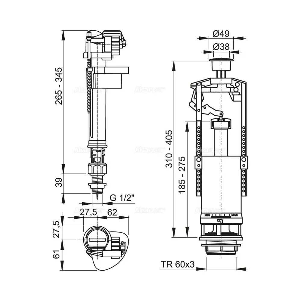 Сливной клапан Alcaplast SA2000SK 1/2