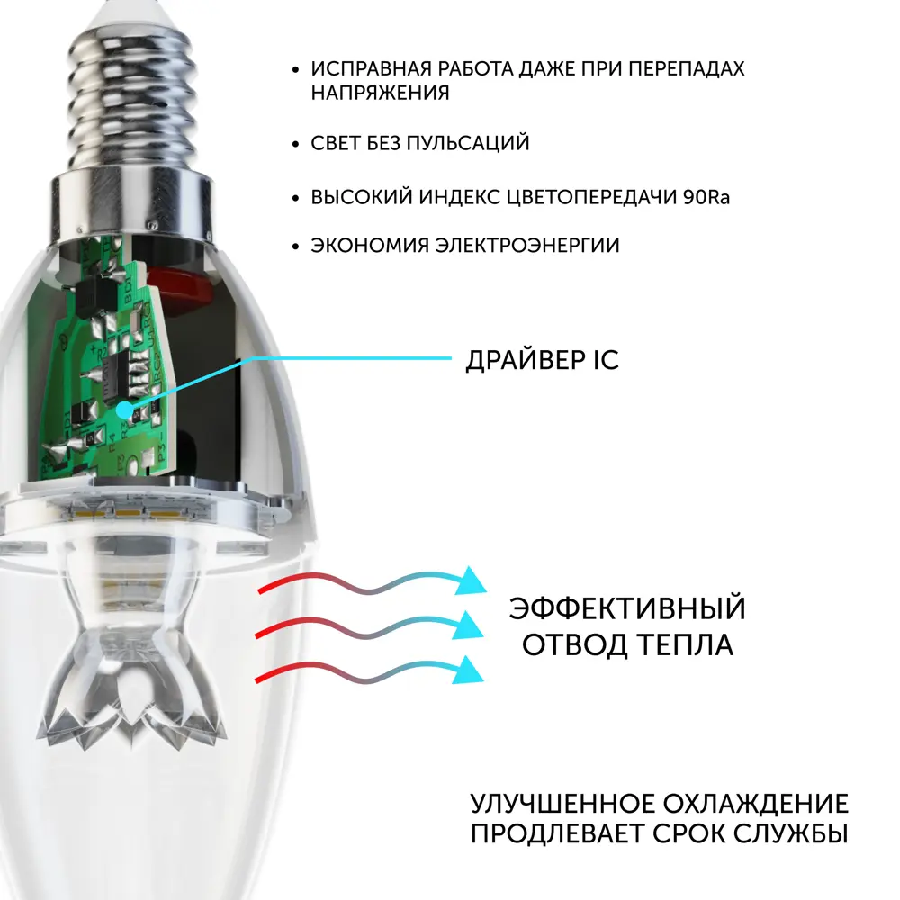 Набор ламп светодиодных Geniled 01375_4000_3 E14 220-240 В 8 Вт свеча  отражающее стекло 540 Лм 3 шт ✳️ купить по цене 531 ₽/шт. в Москве с  доставкой в интернет-магазине Леруа Мерлен