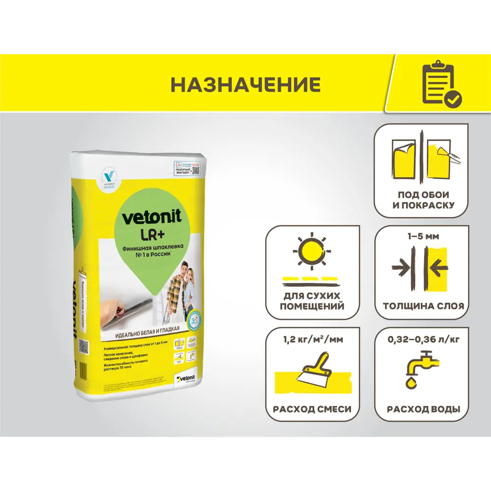 Шпаклёвка полимерная финишная Vetonit LR+ 20 кг ✳️ купить по цене 983 ₽/шт.  в Санкт-Петербурге с доставкой в интернет-магазине Леруа Мерлен