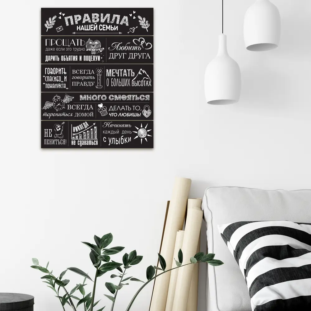 Постер на дереве «Правила семьи» чёрный 40x50 см по цене 785 ₽/шт. купить в  Ижевске в интернет-магазине Леруа Мерлен