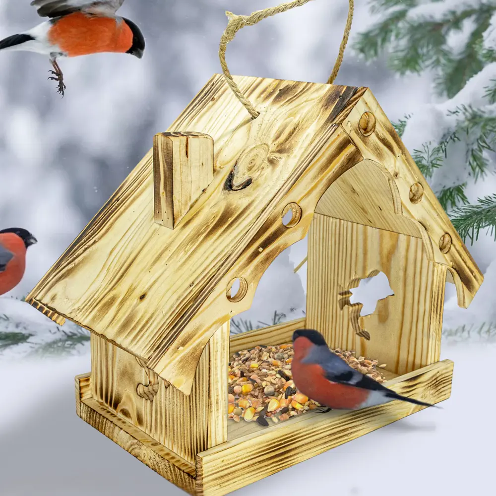 Купить деревянную кормушку для птиц Зверушка в интернет-магазине Десятое Королевство
