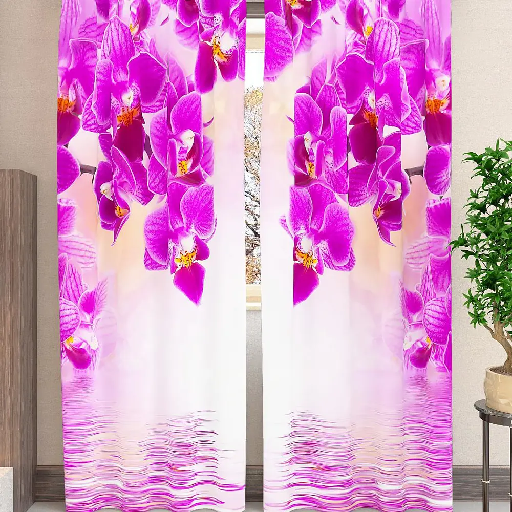Купить шторы на валдберисе. Комплект штор Дитекс Орхидея. Фотошторы орхидеи. Фотошторы с цветами. Фотошторы для спальни.