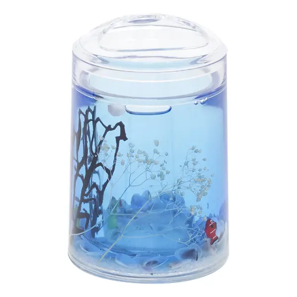 фото Стакан для зубных щёток настольный аквалиния «морская рыбка», пластик, цвет голубой