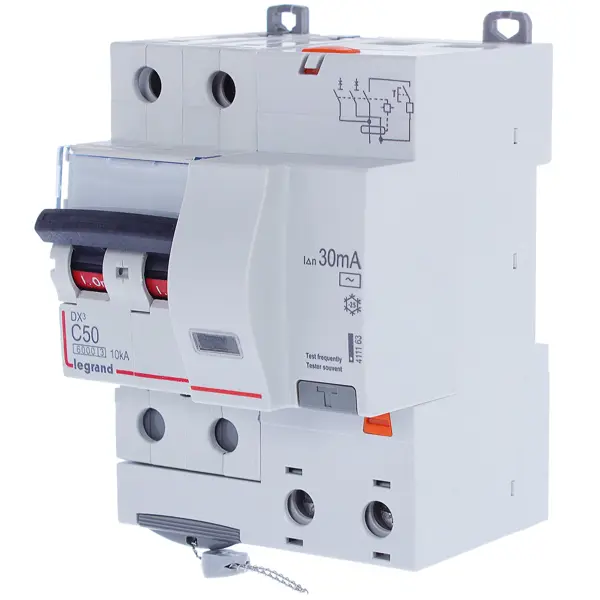 Автоматический выключатель дифференциального тока Legrand DX3 2P C50 A 30 мА 6 кА AC 411163