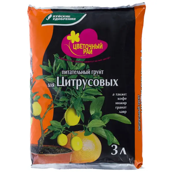 Почвогрунт «Цветочный рай» питательный для цитрусовых 3 л почвогрунт земля матушка лимон мандарин 3л