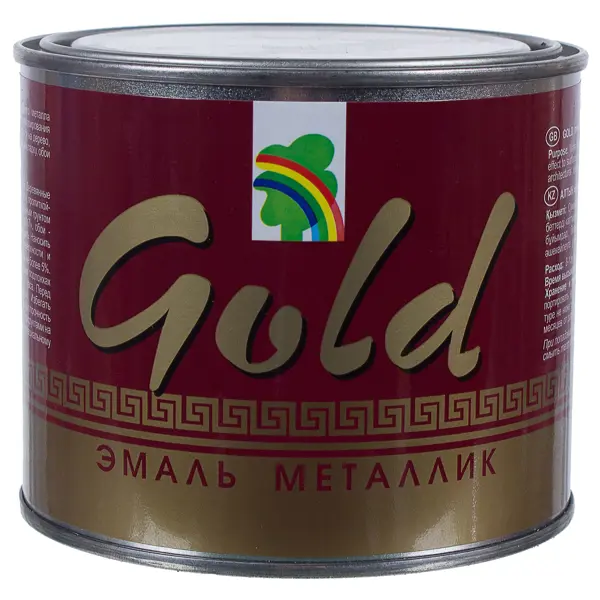 фото Эмаль акриловая золотой металлик р-117 0.45 л радуга