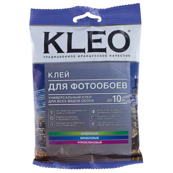 Клей для фотообоев Kleo 10 м² сыпучий клей для любых бумажных обоев kleo