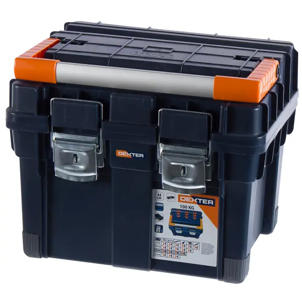 Ящик для инструмента Dexter HD Compact1 450x350x350 мм, пластик, цвет синий рюкзак для инструментов с жестким дном dexter al 004 34 5x19x50