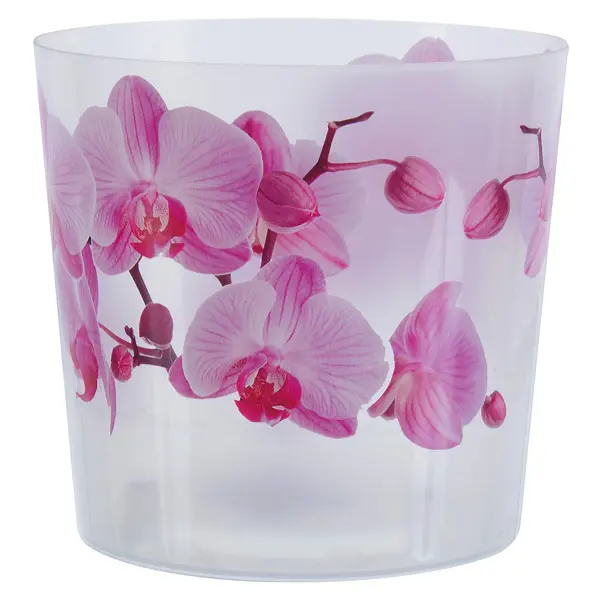 Кашпо для орхидей Idea Деко ø16 h15.5 см v2.4 л пластик белый/розовый