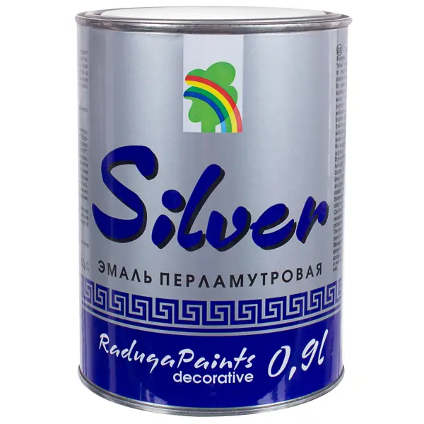 фото Эмаль акриловая перламутровое серебро р-117 0.9 л радуга