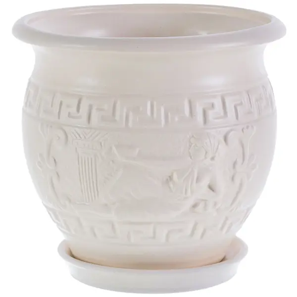 Горшок цветочный Олимпия ø16 h14.5 см v1.8 л керамика белый форма для выпечки из жаропрочной керамики доляна круг ланзо 15×11 6 см белый