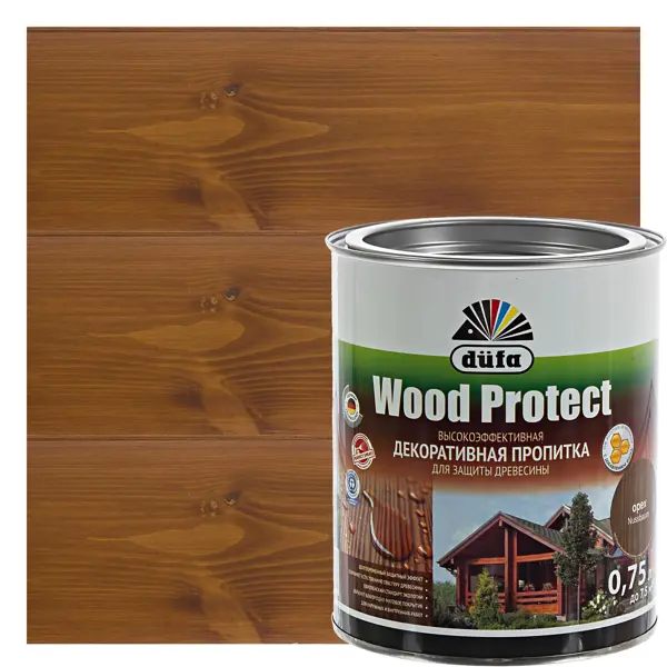 Антисептик Wood Protect цвет орех 0.75 л антисептик wood protect сосна 10 л