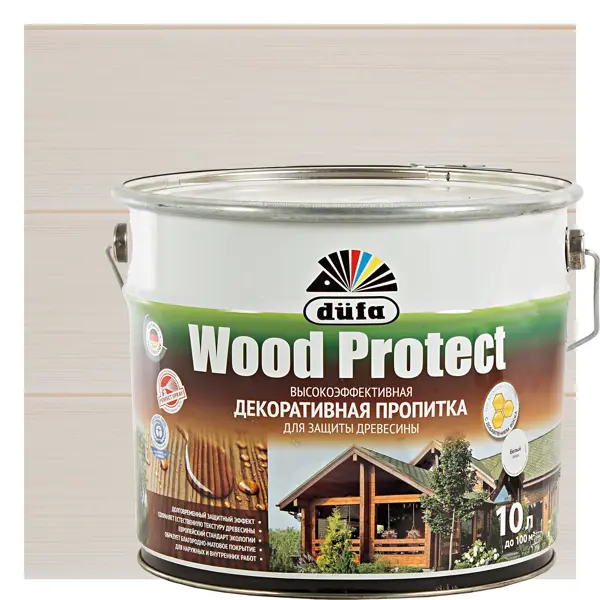 глубокопроникающий антисептик для защиты древесины повышенной влажности master farbe Антисептик Wood Protect цвет белый 10 л