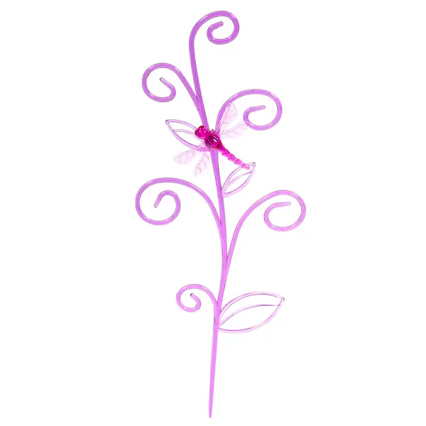 фото Опора для комнатных растений стрекоза на ветке 36 см пластик розовый без бренда