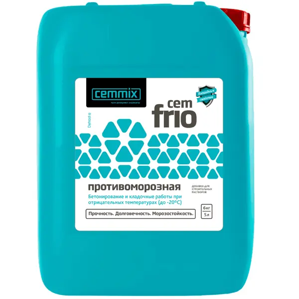Добавка противоморозная Cemmix CemFrio 5л пластифицирующая противоморозная добавка для бетонов и строительных растворов artel