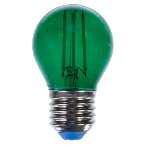 фото Лампа светодиодная uniel color шар e27 5 вт свет зеленый