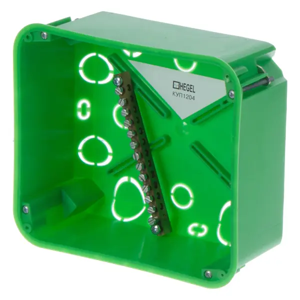 фото Распределительная коробка скрытая hegel 156х136х68 18 вводов ip20 цвет зеленый