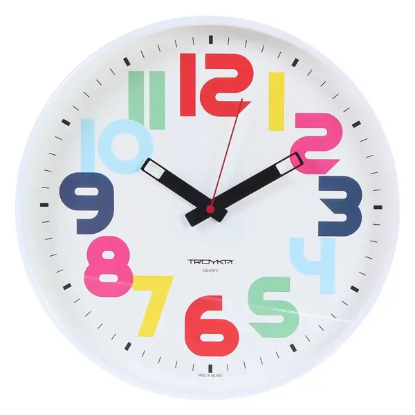 фото Часы настенные "цифры" разноцветные диаметр 30 см troykatime