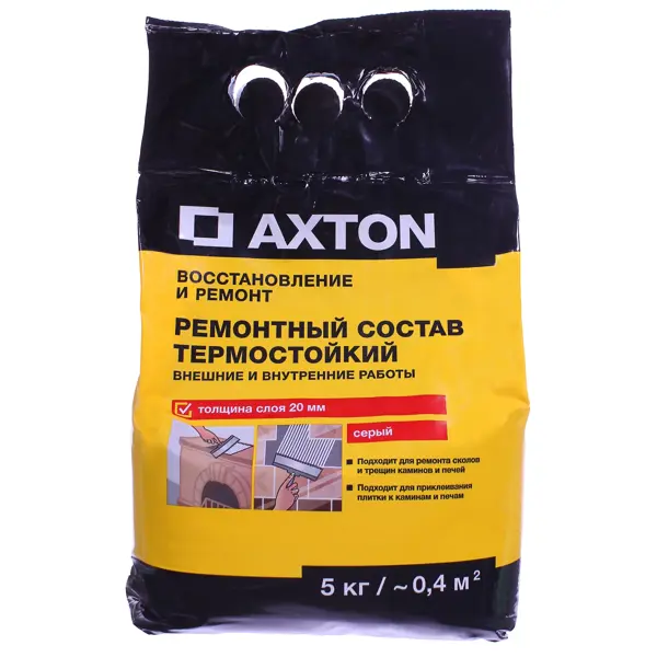термостойкий раствор для кладки печей и каминов plitonit Ремонтный состав термостойкий Axton 5 кг
