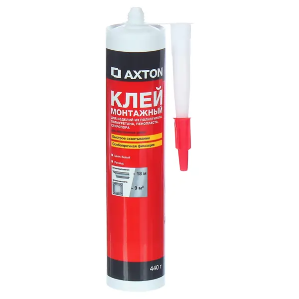 Клей монтажный Axton особопрочный 0.44 кг в картридже клей axton для потолочных изделий полимерный 0 5 л