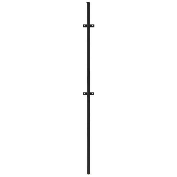 фото Столб для забора с планкой (ушами), высота 2.3 м, диаметр 40 мм, цвет чёрный без бренда