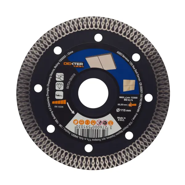 Диск алмазный по керамограниту Dexter к. Pro турбо 115x22.2x1.6 мм алмазный диск по керамограниту graff