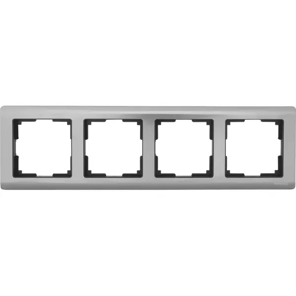 Рамка для розеток и выключателей Werkel Metallic 4 поста металл цвет глянцевый никель блок контакт для модульных автоматических выключателей серии ri50 iskra