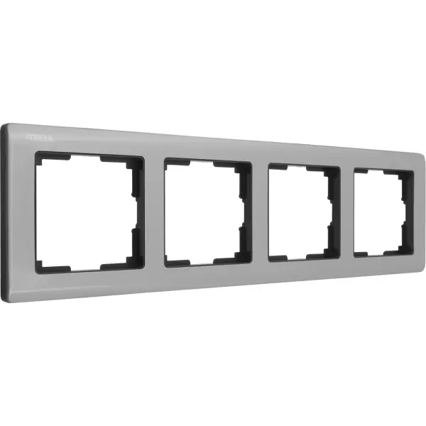 фото Рамка для розеток и выключателей werkel metallic 4 поста металл цвет глянцевый никель