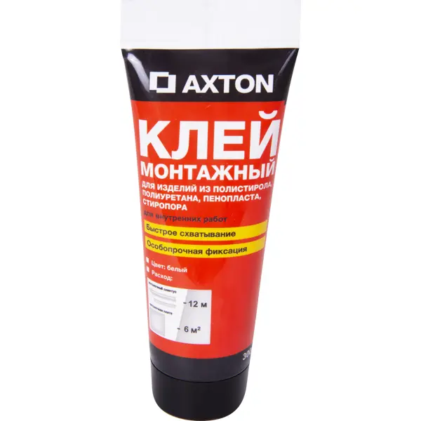 Клей монтажный Axton для потолочных изделий особопрочный, 0.3 кг в тюбике клей герметик монтажный гибридный полимер axton 280 мл белый