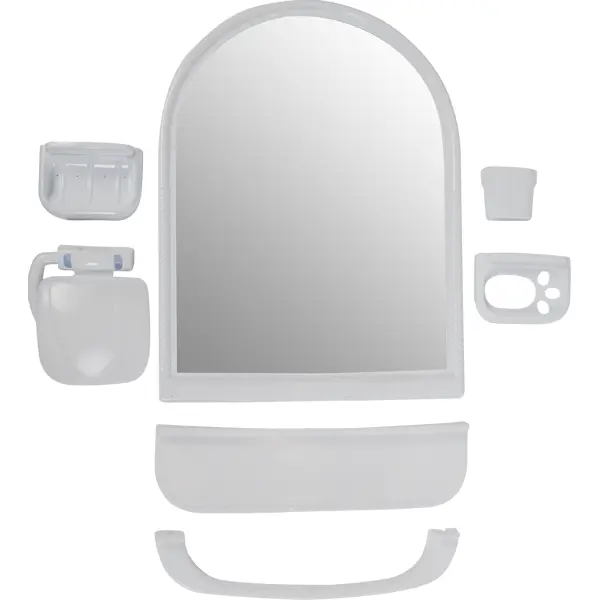 Набор для ванной комнаты с зеркалом закругленный держатели для проводов park самоклеящиеся набор 2 шт белые