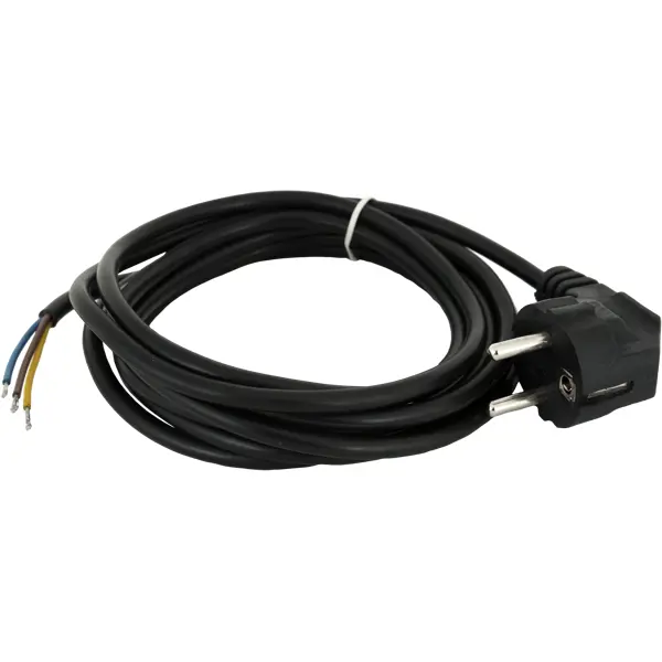 Шнур сетевой с заземлением 10 A 1.5 м цвет чёрный сетевой шнур для кругл дюралайта led r2w шнур 0 8м ld122 26093