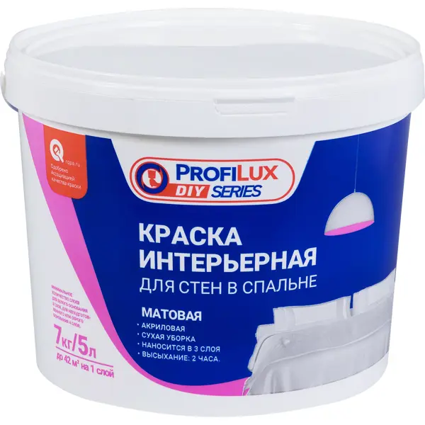 Краска для стен и потолков Profilux матовая цвет белый база А 7 кг