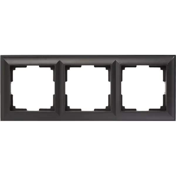 Рамка для розеток и выключателей Werkel Fiore 3 поста, цвет чёрный матовый рамка для розеток и выключателей werkel metallic 4 поста металл глянцевый никель