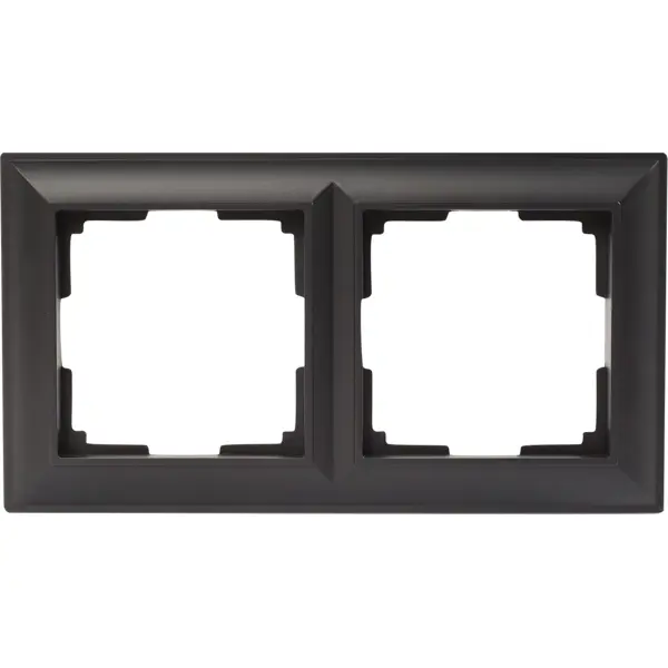 Рамка для розеток и выключателей Werkel Fiore 2 поста, цвет чёрный матовый суппорт для 2 розеток экопласт