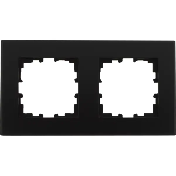 Рамка для розеток и выключателей Lexman Виктория плоская 2 поста цвет чёрный рамка для розеток и выключателей lexman виктория сферическая 4 поста белый